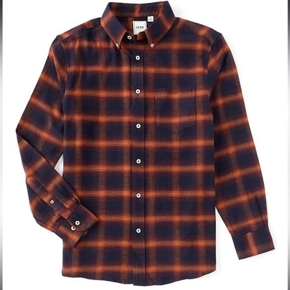 ROWM Cotton Blend‎ Button Down Flannel Shirt Long Sleeve Mesa Sunset Plaid Sz XL